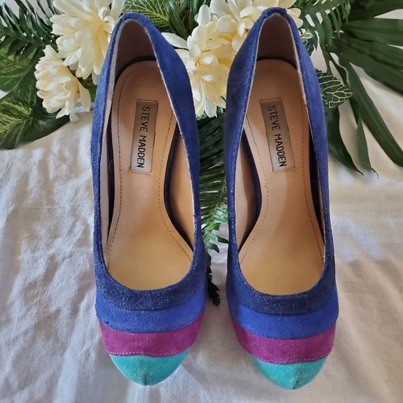 Steve Madden Trixie Suede Leather Stiletto Platform Heels Multicolor Size 7 - Picture 2 of 9
